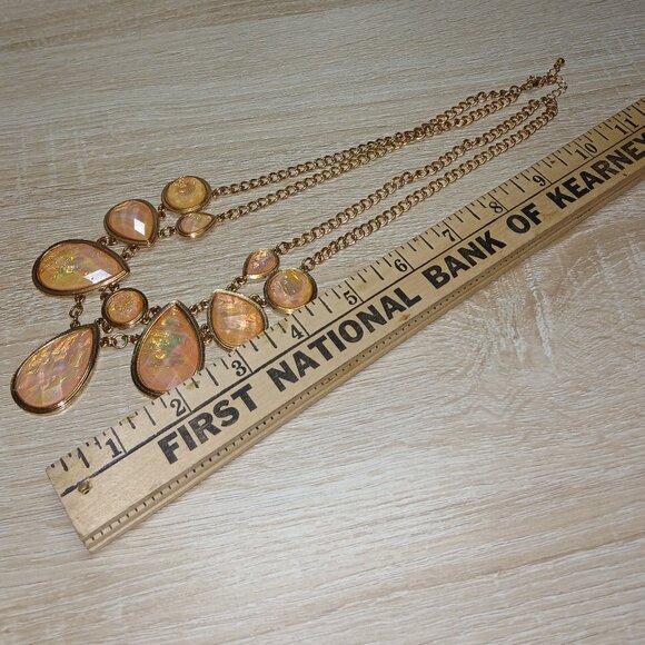 Gold Tone Yellow Rhinestone Teardrop Vintage Necklace Costume Jewelry #108 - Picture 8 of 9